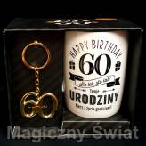 Kubek z Brelokiem HAPPY BIRTHDAY- "60" 