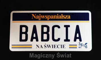 TABLICA REJESTRACYJNA-BABCIA