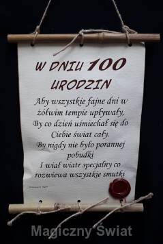 Dyplom-100-w dniu 100 urodzin (bambus)